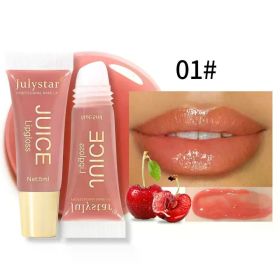 Nude Brown Plumping Lip Gloss Moisturising Fruit Lip Oil Transparent Fullness Lips Tint Soft Tube Makeup Applicator Beauty Care (Color: 01)