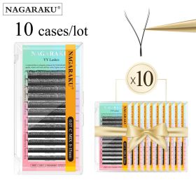 NAGARAKU 10 cases YY Shape Hand Woven Premium Mink Soft Light Natural Eyelashes Extension Supplies Mesh Net Cross False Eyelash (Thickness, Length: 0.05mm, 13mm X 10 cases, Curl: D)