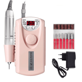 Portable Electric Professional File Kit 2200mAh Electric Armor Remover Nails Beauty Tools (Color: Pink, plug: US)