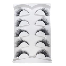 New 5Pairs High Quality Faux Eyelashes Handmade 3D Winged Natural Long Lashes Soft Cat Eye Fake Eyelash For Eye Makeup Wholesale (Color: ZY19978-X160)