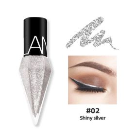 New Professional Shiny Eye Liners Cosmetics for Women Pigment Silver Rose Gold Color Liquid Glitter Eyeliner Cheap Makeup (Color: 02, size: Full Size)