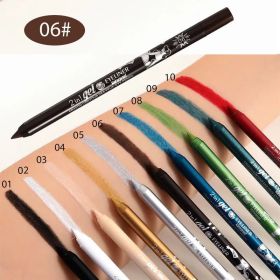 Waterproof Eyeliner Long Lasting Pencil Colourful Pigment Blue Black White Color Gel Eye Liner Pen Makeup Eye Beauty Cosmetics (Color: 06 Coffee)