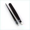 Black Eyebrow Tweezers Stainless Steel Slant Tip Hair Removal Makeup Tool Kit Eyelashes Extension Double Eyelid Application